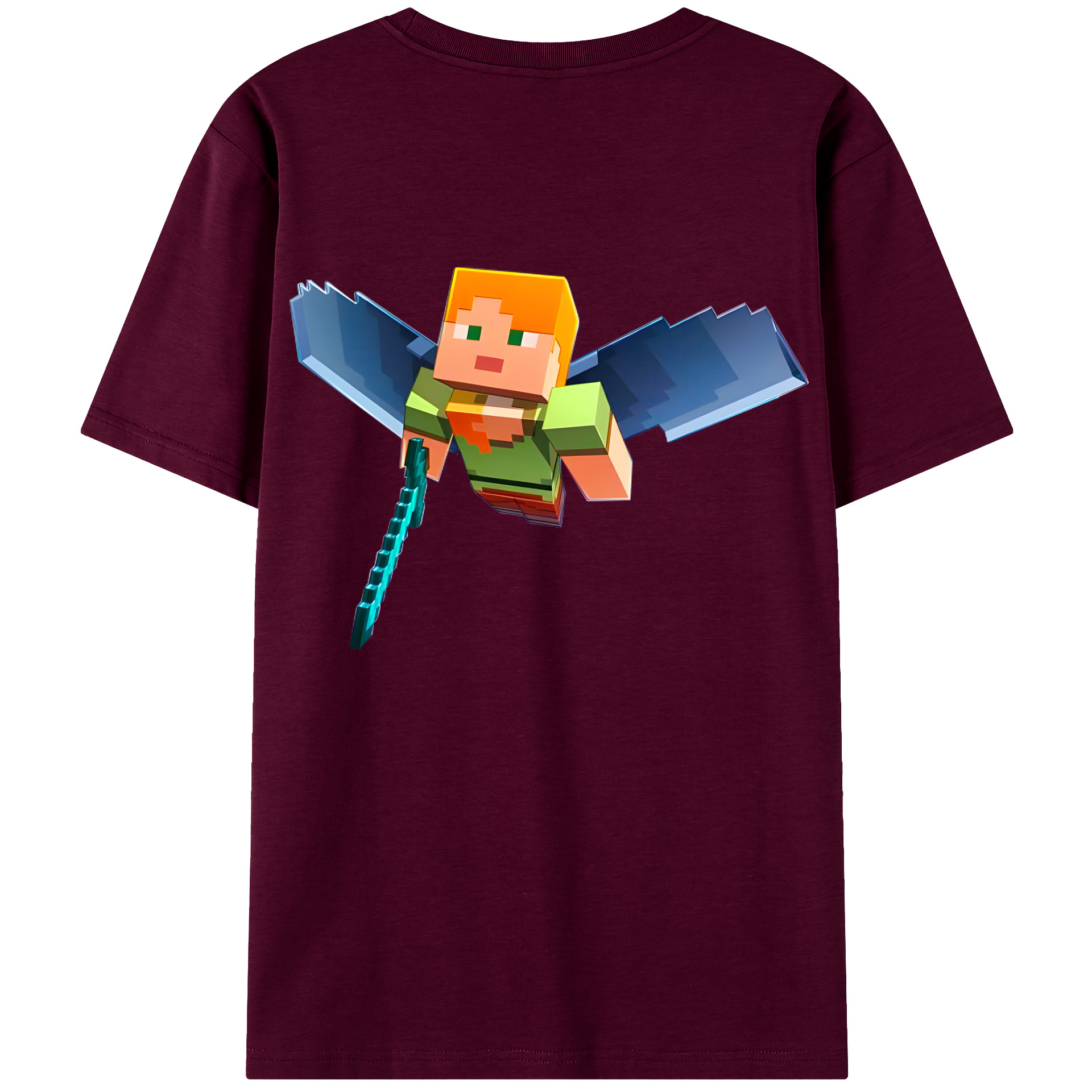 （画像用） マインクラフト ブロックの世界 Minecraft MC Block world レディース半袖Tシャツ(バックプリント)